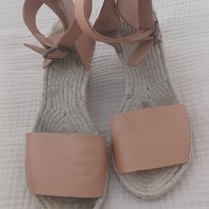 J. Crew Tan Leather Espadrille Ankle-Strap Sandals